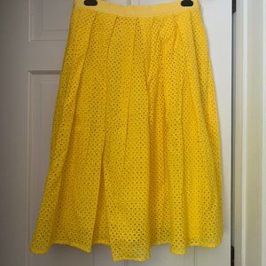 Yellow A-Line Eyelit Skirt with Pockets by 1901
